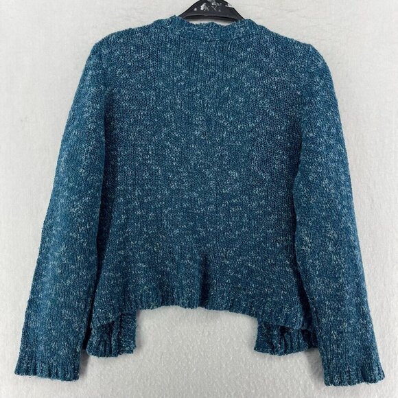 WindiRiver Cardigan Women's S Blue Heathered Cable Knit Open Front Ribbed Trim - Picture 2 of 12